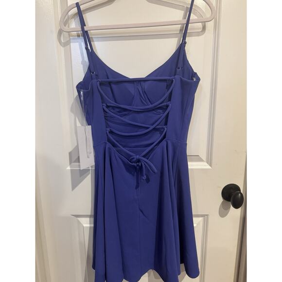 Honor & Rosie Blue Corset Mini Dress NWT Lace Up Back Size Med - Picture 5 of 12